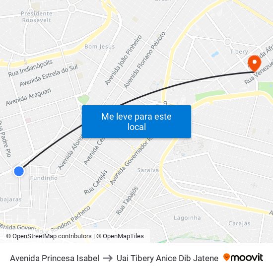 Avenida Princesa Isabel to Uai Tibery Anice Dib Jatene map