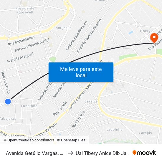 Avenida Getúlio Vargas, 1346 to Uai Tibery Anice Dib Jatene map