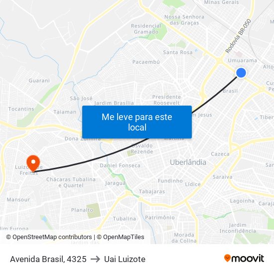 Avenida Brasil, 4325 to Uai Luizote map