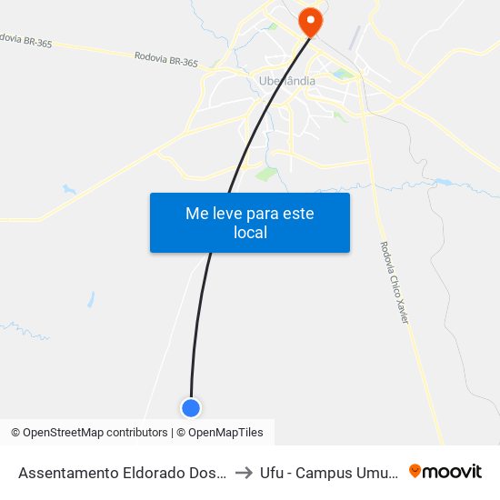 Assentamento Eldorado Dos Carajás to Ufu - Campus Umuarama map