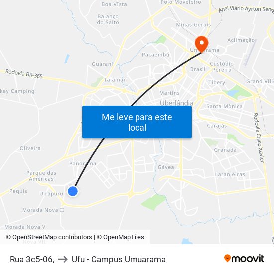 Rua 3c5-06, to Ufu - Campus Umuarama map