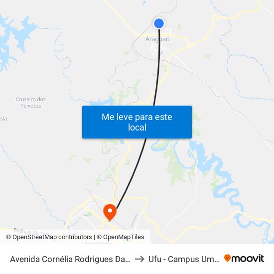 Avenida Cornélia Rodrigues Da Cunha, 700 to Ufu - Campus Umuarama map