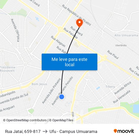 Rua Jataí, 659-817 to Ufu - Campus Umuarama map