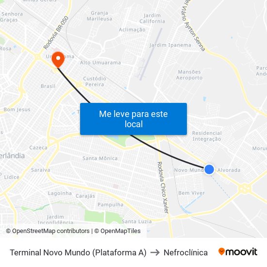 Terminal Novo Mundo (Plataforma A) to Nefroclínica map