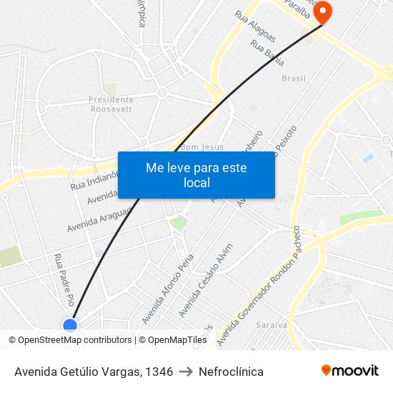 Avenida Getúlio Vargas, 1346 to Nefroclínica map