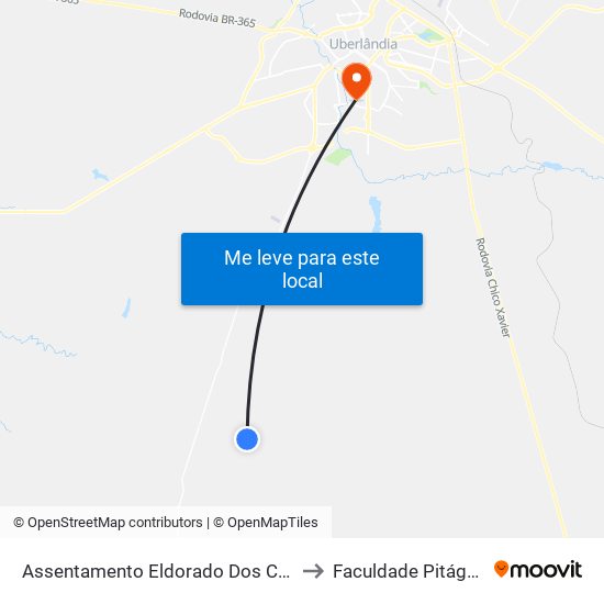 Assentamento Eldorado Dos Carajás to Faculdade Pitágoras map