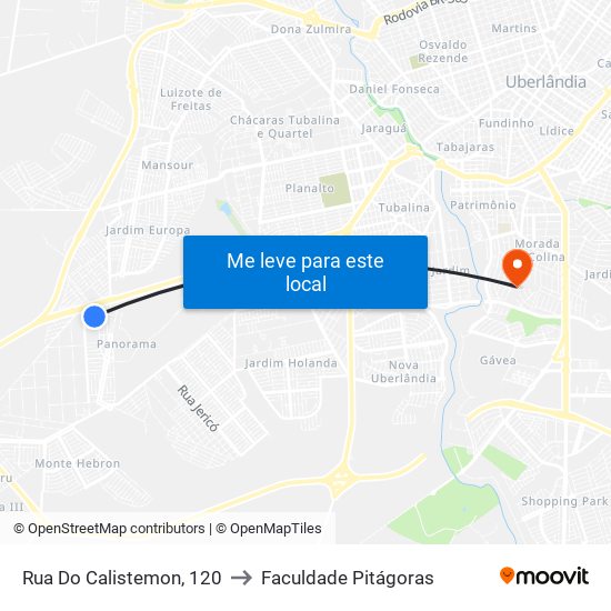 Rua Do Calistemon, 120 to Faculdade Pitágoras map