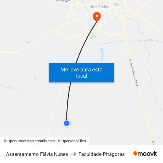 Assentamento Flávia Nunes to Faculdade Pitágoras map