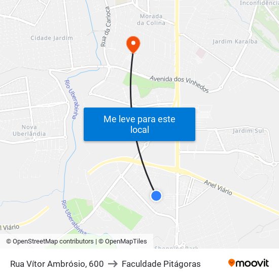 Rua Vítor Ambrósio, 600 to Faculdade Pitágoras map