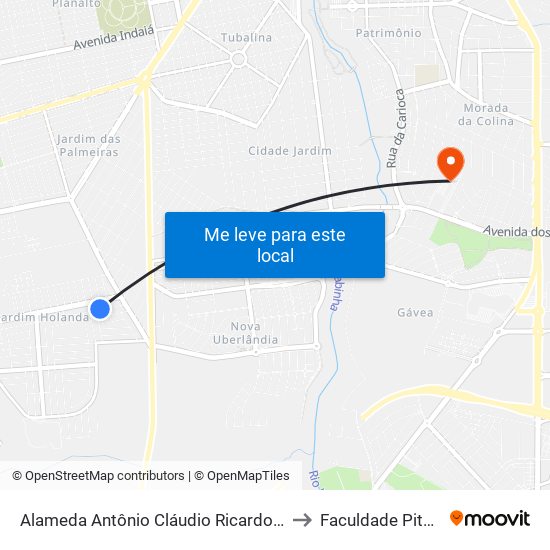 Alameda Antônio Cláudio Ricardo Souza, 220 to Faculdade Pitágoras map