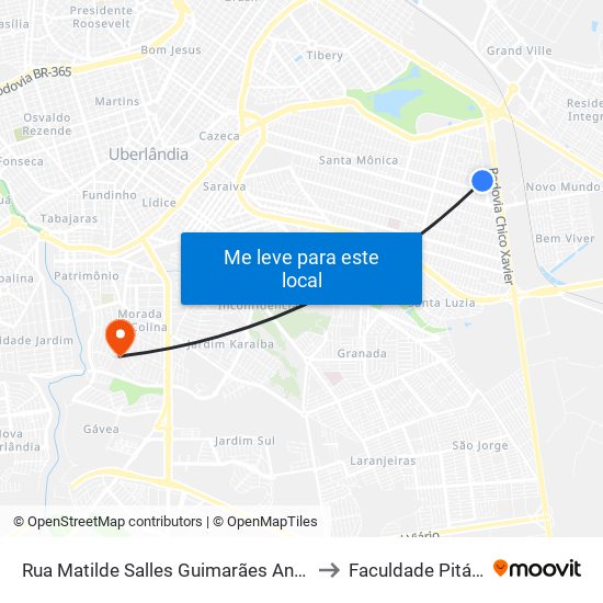 Rua Matilde Salles Guimarães Andrade, 110 to Faculdade Pitágoras map