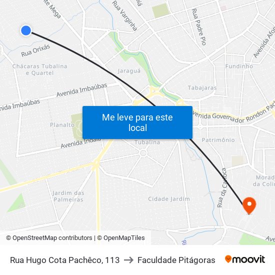 Rua Hugo Cota Pachêco, 113 to Faculdade Pitágoras map