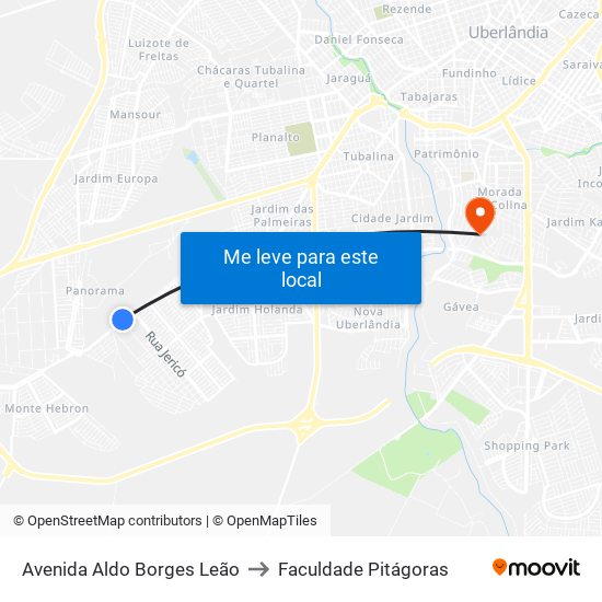 Avenida Aldo Borges Leão to Faculdade Pitágoras map