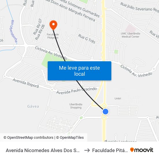 Avenida Nicomedes Alves Dos Santos, 5000 to Faculdade Pitágoras map