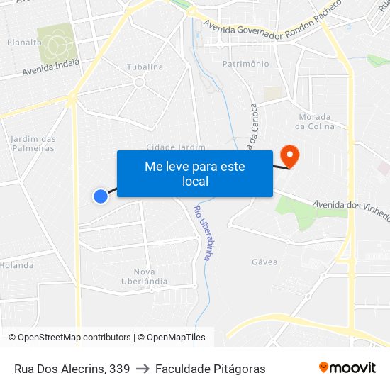 Rua Dos Alecrins, 339 to Faculdade Pitágoras map