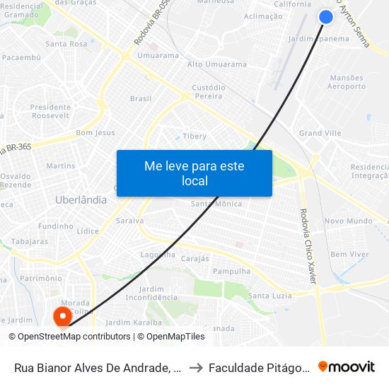 Rua Bianor Alves De Andrade, 132 to Faculdade Pitágoras map