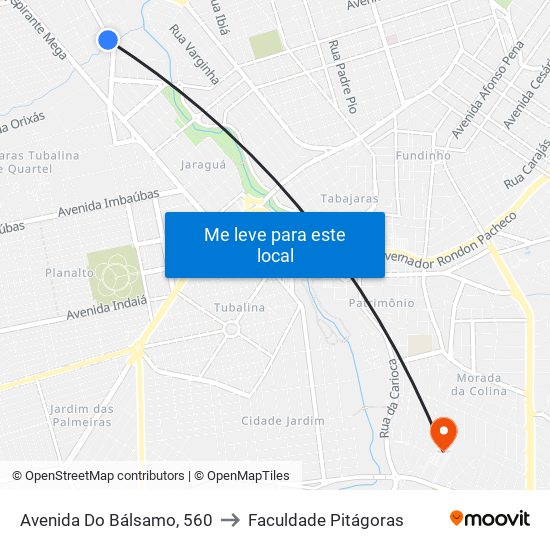 Avenida Do Bálsamo, 560 to Faculdade Pitágoras map