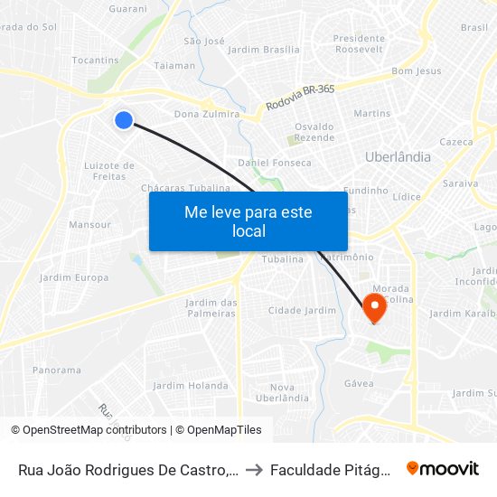 Rua João Rodrigues De Castro, 280 to Faculdade Pitágoras map