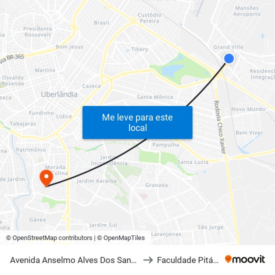 Avenida Anselmo Alves Dos Santos, 5001 to Faculdade Pitágoras map