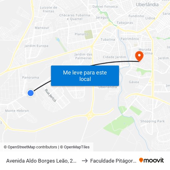 Avenida Aldo Borges Leão, 2171 to Faculdade Pitágoras map