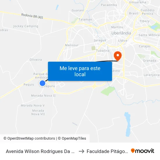 Avenida Wilson Rodrigues Da Silva to Faculdade Pitágoras map