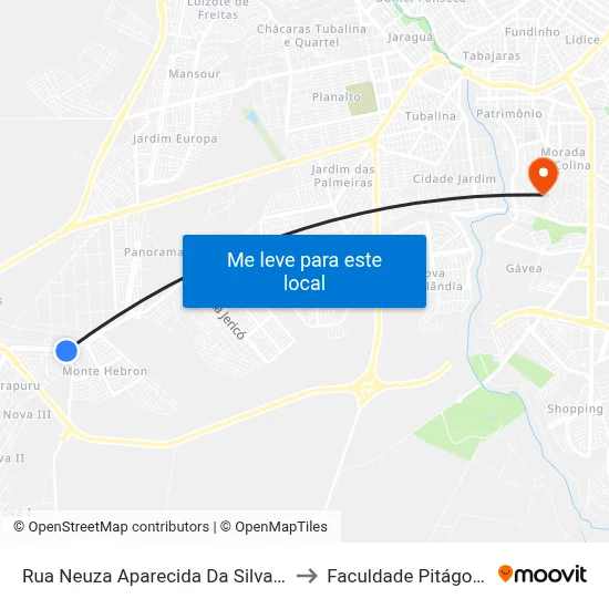 Rua Neuza Aparecida Da Silva, 65 to Faculdade Pitágoras map