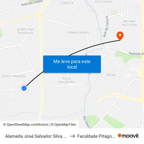 Alameda José Salvador Silva, 820 to Faculdade Pitágoras map