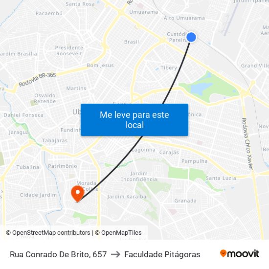 Rua Conrado De Brito, 657 to Faculdade Pitágoras map