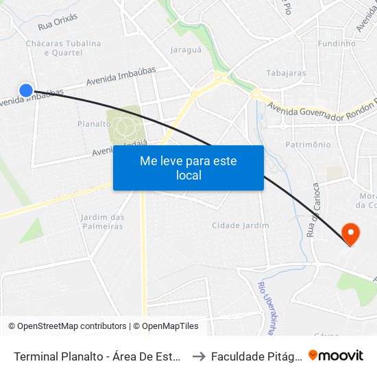 Terminal Planalto - Área De Estocagem to Faculdade Pitágoras map