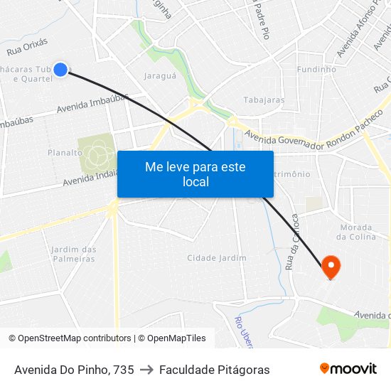 Avenida Do Pinho, 735 to Faculdade Pitágoras map