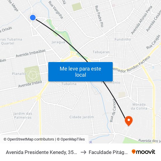 Avenida Presidente Kenedy, 351-389 to Faculdade Pitágoras map