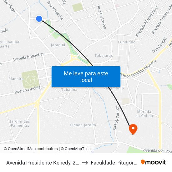 Avenida Presidente Kenedy, 218 to Faculdade Pitágoras map