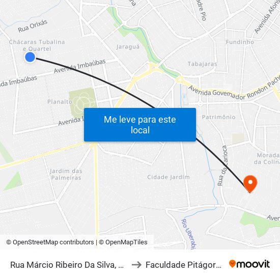 Rua Márcio Ribeiro Da Silva, 79 to Faculdade Pitágoras map