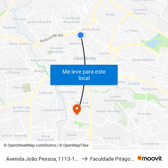 Avenida João Pessoa, 1113-1121 to Faculdade Pitágoras map