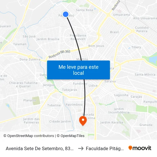 Avenida Sete De Setembro, 836-908 to Faculdade Pitágoras map