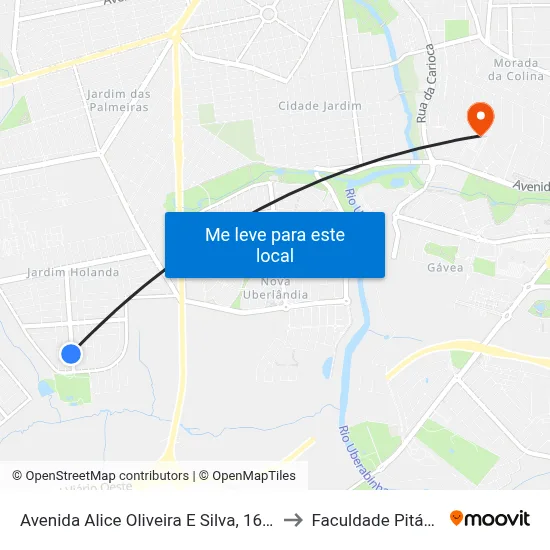 Avenida Alice Oliveira E Silva, 1676-1846 to Faculdade Pitágoras map