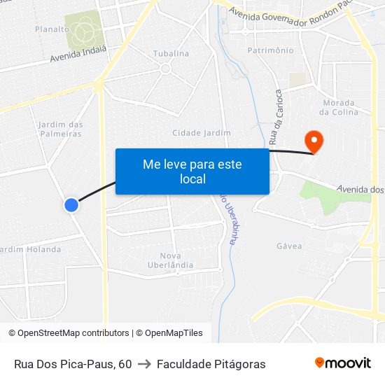 Rua Dos Pica-Paus, 60 to Faculdade Pitágoras map