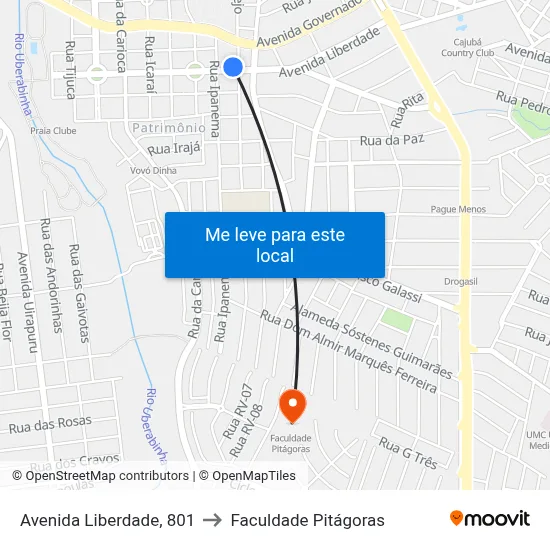 Avenida Liberdade, 801 to Faculdade Pitágoras map