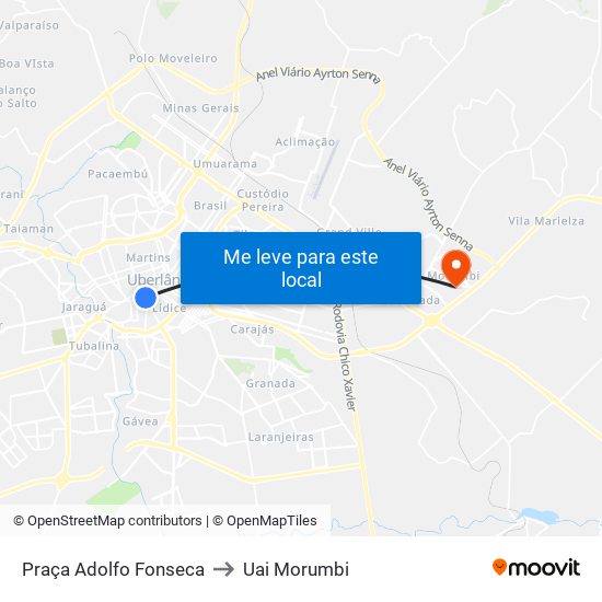 Praça Adolfo Fonseca to Uai Morumbi map