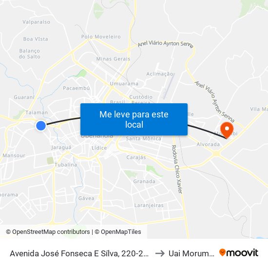 Avenida José Fonseca E Sílva, 220-298 to Uai Morumbi map