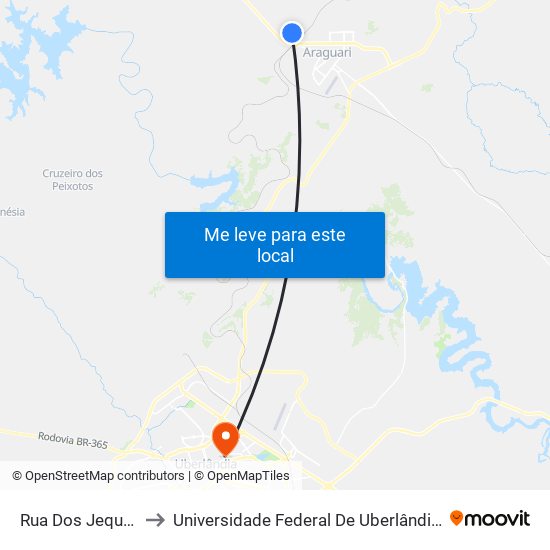 Rua Dos Jequitibás, 79 to Universidade Federal De Uberlândia - Campus Educa map