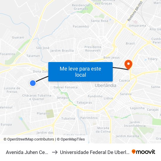 Avenida Juhen Cecílio Jorge, 525 to Universidade Federal De Uberlândia - Campus Educa map