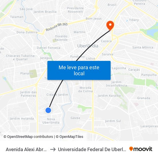 Avenida Alexi Abrahão, 630-690 to Universidade Federal De Uberlândia - Campus Educa map