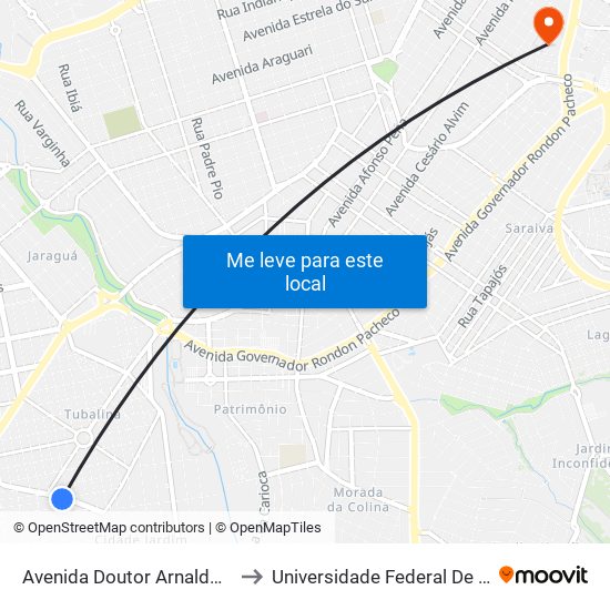 Avenida Doutor Arnaldo Godoy De Souza, 339-375 to Universidade Federal De Uberlândia - Campus Educa map