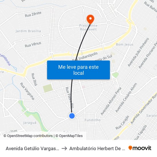 Avenida Getúlio Vargas, 1346 to Ambulatório Herbert De Freitas map