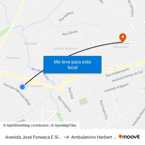 Avenida José Fonseca E Sílva, 220-298 to Ambulatório Herbert De Freitas map