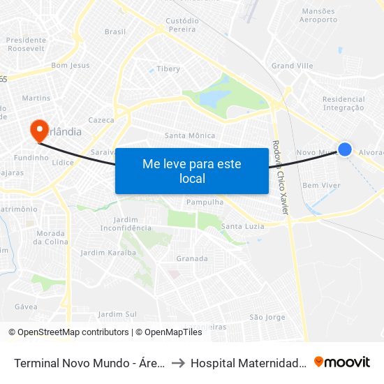 Terminal Novo Mundo - Área De Estocagem to Hospital Maternidade Santa Clara map