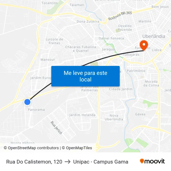Rua Do Calistemon, 120 to Unipac - Campus Gama map