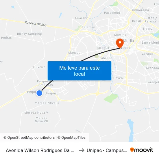 Avenida Wilson Rodrigues Da Silva, 1510 to Unipac - Campus Gama map