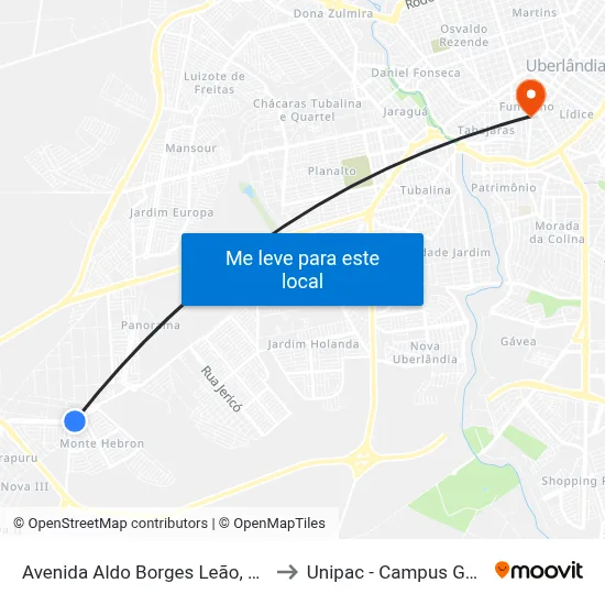 Avenida Aldo Borges Leão, 2040 to Unipac - Campus Gama map